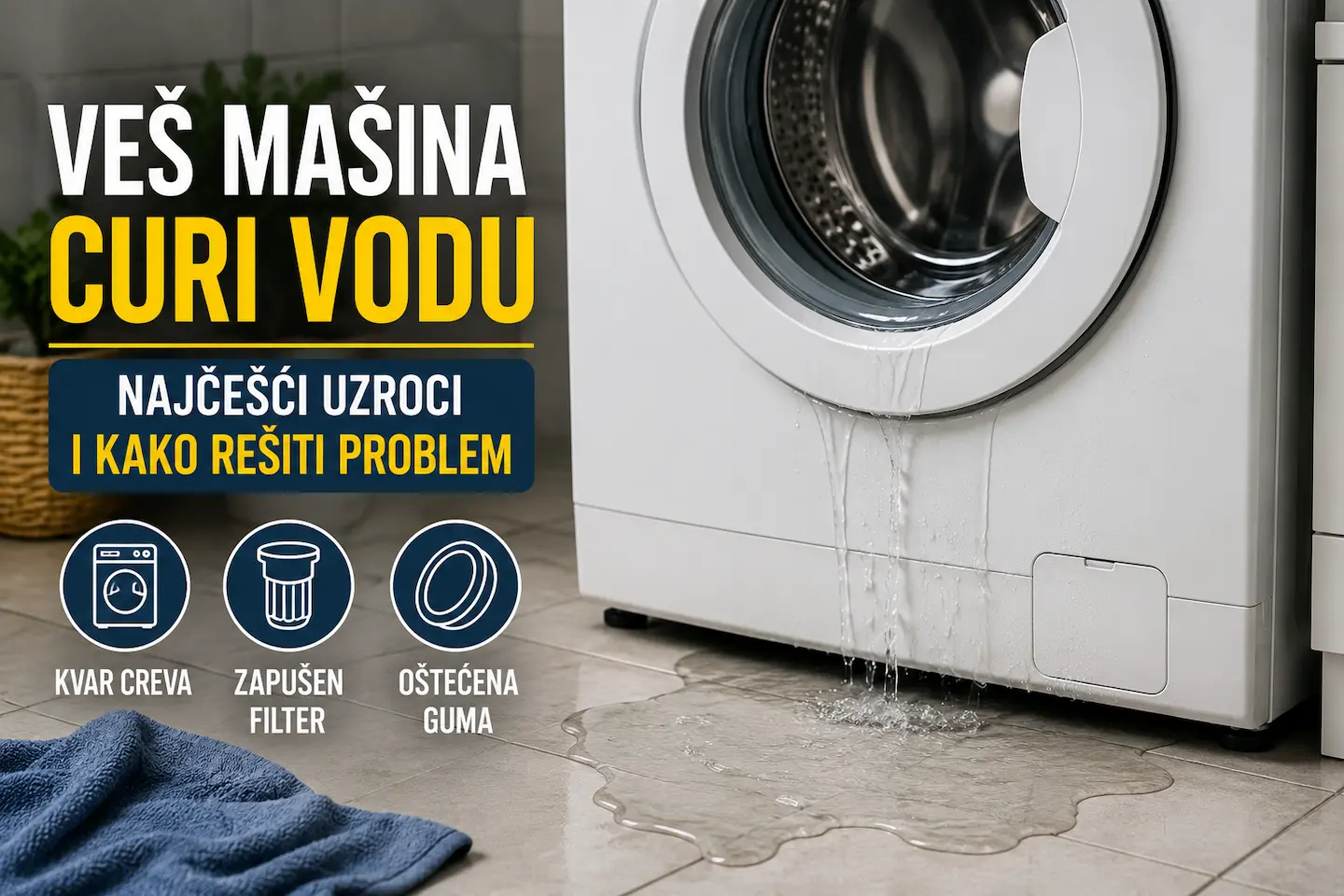 Veš mašina pušta vodu – najčešći uzroci i kako rešiti problem